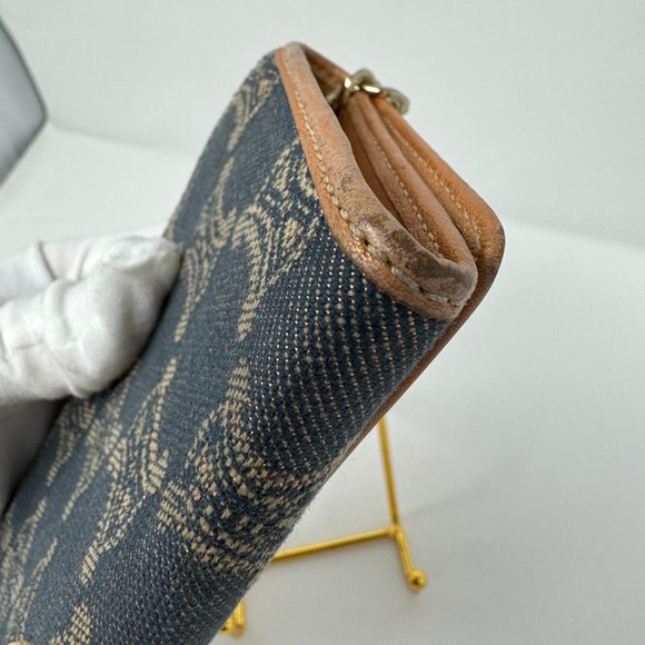 💯Authentic CELINE Denim Paris Macadam Pattern Continental Wallet Indigo/Bronze - Picture 6 of 9